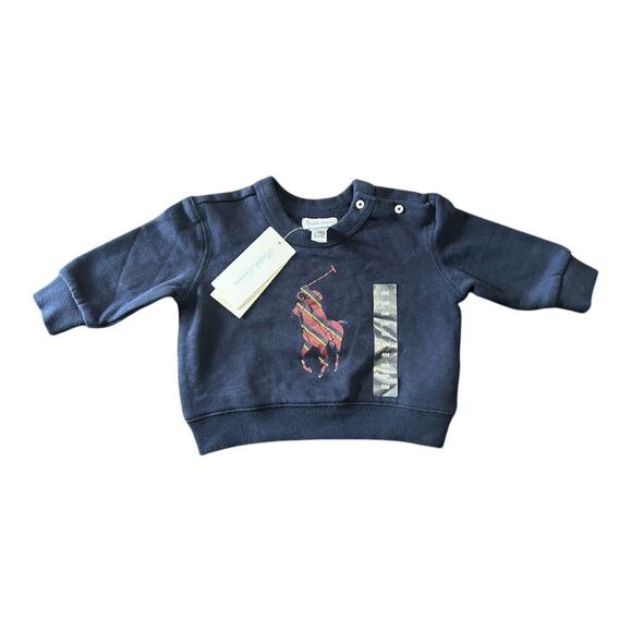 Ralph Lauren Navy Blue Crewneck Kids with pony NEW - Picture 2 of 6